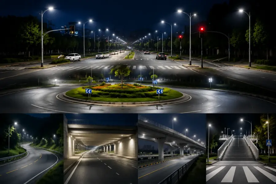 Soluções de design de iluminação pública para estradas especiais